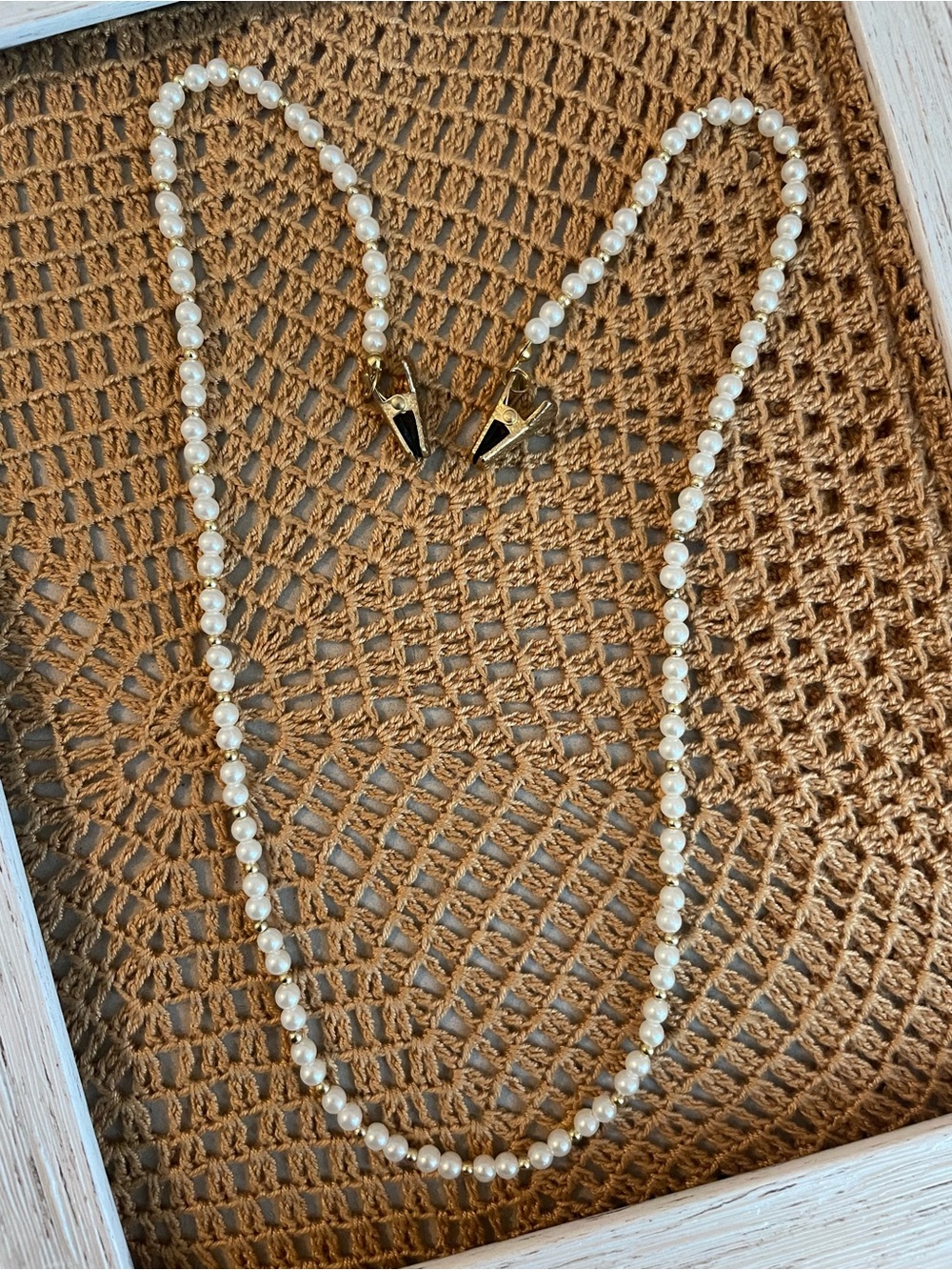 Pearl Beaded Eyeglass Chain with Gold Accents